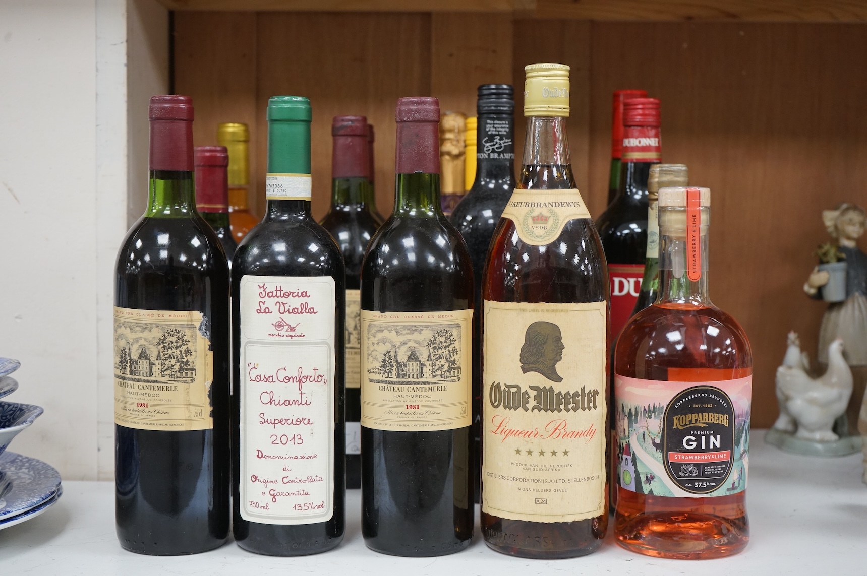 Four bottles Chateau Cauteuate, 1981 together with a group of assorted wines and spirits